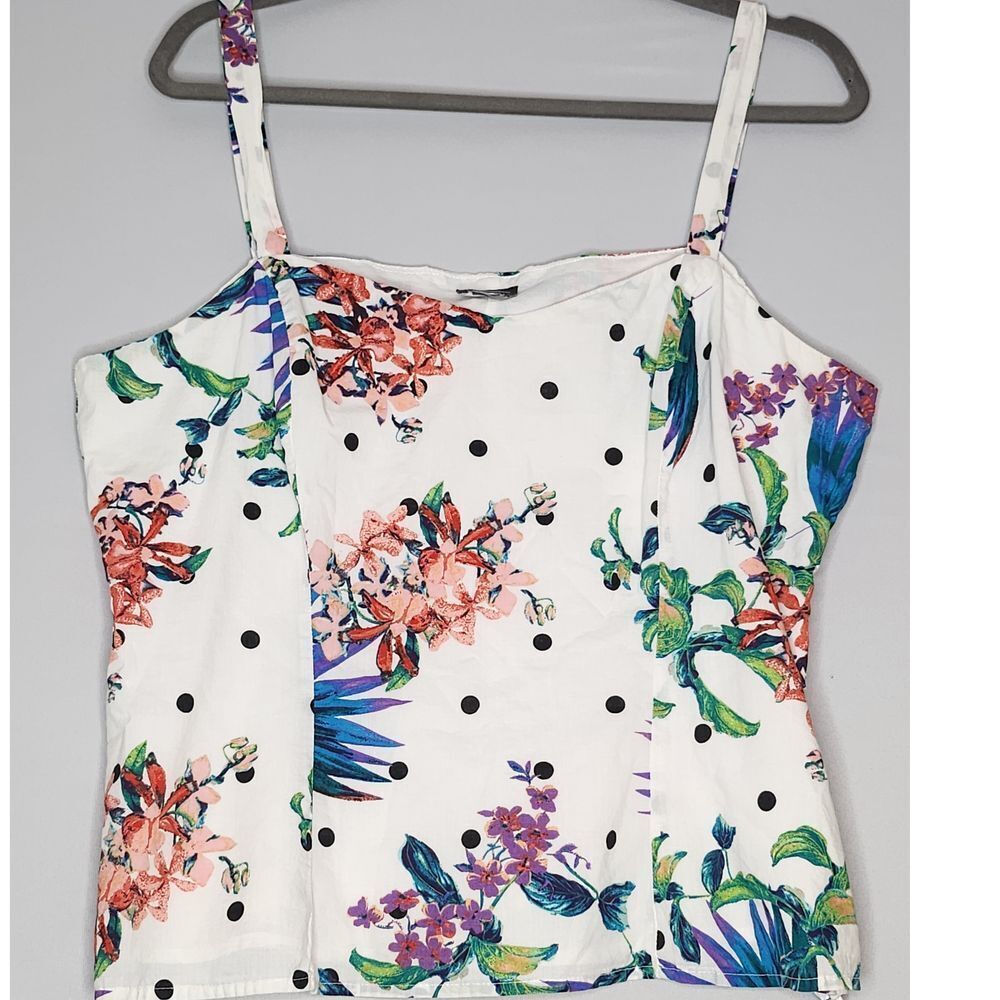 Bold Elements Womans Tank‎ Size L White with Floral and Polka dots Side Zipper